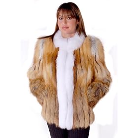 <b>Red Fox Fur Jacket White Fox Trim</b>