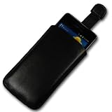 Produkt-Bild: Original Handycop&reg; Easy Out Leder Etui D schwarz mit Ausziehhilfe - Tasche H&uuml;lle mit Auszugband f&uuml;r Samsung S5830 Galaxy Ace