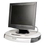 LCD Stand, Two Storage Drawers, Rubber Feet, Gray
