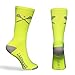 ChalkTalkSPORTS Athletic Half Cushioned Lacrosse Crew Socks | Mid Calf | Crossed LAX Sticks | Neon & Gray