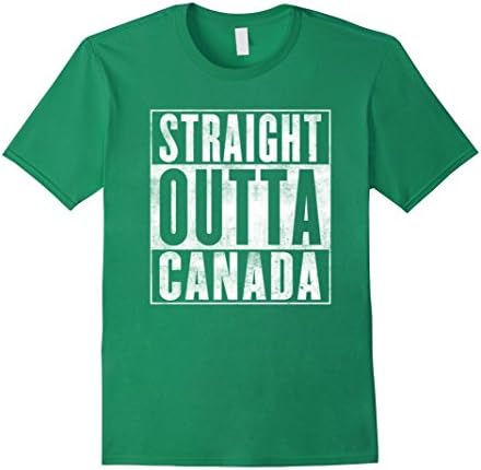 Men's Straight Outta Canada T-Shirt - Funny Vintage - Unisex Medium Kelly Green