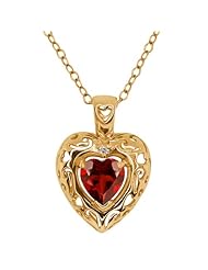 0.92 Ct Heart Shape Red Garnet and White Topaz 14k Yellow Gold Pendant