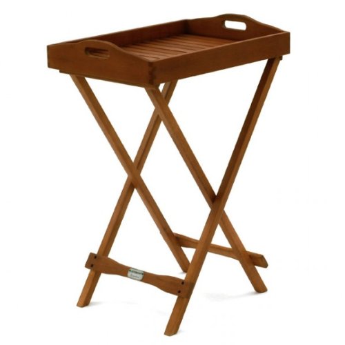 BELARDO Tabletttisch Holz Tablett mit Ständer Servierwagen Akazie FSC Qualität