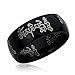 8MM Titanium Comfort Fit Wedding Band Ring Tibetan Mantra Om Mani Padme Hum Black Ring (5 to 13)