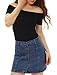 Allegra K Women's Off Shoulder Top Short Sleeve Halloween Solid Basic Slim Fit Tees X-Large Black