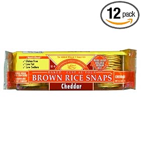 Brown Rice Snaps, Cheddar with Organic Brown Rice, 3.5-Ounce Packs (Pack of 12)