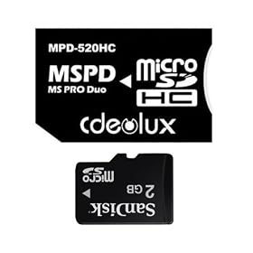 Sandisk�� microSD 2GB MS PRO Duo�@�ϊ��A�_�v�^�[�t