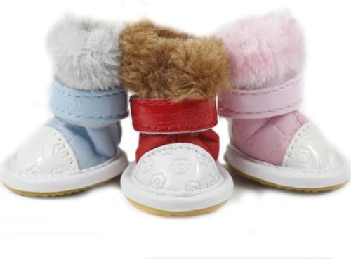 Fuzzy Slip-Resistant Winter Cotton Snow Boots Pet Shoes.