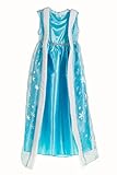 HBB Girl Snow Princess Ice Blue Dress Costume With Long Snowflake Cape, Size 4-12 (Size 7/8)