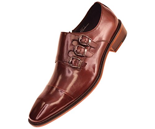 Steven Land  Red Leather  Monk Style Dress Shoes Steven Land Sangria Red Men main image 4