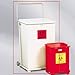 Rubbermaid Commercial FGST40EWRBWH The Defenders Steel Step Trash Can with Retainer Bands and Wheels, 40-Gallon, White