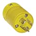 Woodhead 2449 Super-Safeway Plug, Industrial Duty, Locking Blade, 2 Poles, 3 Wires, NEMA L6-15 Configuration, Rubber, Yellow, 15A Current, 250V Voltage
