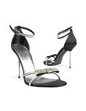 Loriblu Swarovski Crystal Bow Black Satin Evening Sandal Shoes