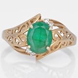 Ladies Emerald and Diamond Ring in 14k Gold