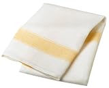 Domestique Linen/Cotton Herringbone Set of 3 Kitchen Towels, White and Moutarde