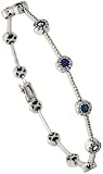 18k White Gold 7 1/4 Bracelet, w/ 0.89 Carat Round Top Light Brown Diamonds & 1.83 Carats Round Cut Blue Sapphire Stones, 3/16 (5mm) wide