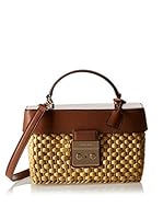 Michael Kors Bolso asa de mano Straw Gabriella Md Satchel (Beige / Marrón)