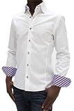 Stone Rose Luxury White Dress Shirt with Contrast Fabric on Collar & Cuffs - MIA MM30