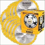 DEWALT DW3578S8 Heavy Duty 10-Pack of 7-1/4-Inch 24 Tooth Framing Blades with FREE DEWALT Soccer Ball