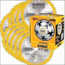 DEWALT DW3578S8 Heavy Duty 10-Pack of 7-1/4-Inch 24 Tooth Framing Blades with FREE DEWALT Soccer Ball