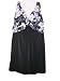 Delta Burke Extended Plus Size Swimdress, Tankini, Swim Dress, One Piece Swimsuit, Black with Black, White & Silver Tropical Print
