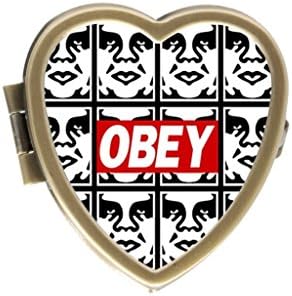 Turekk Custom Anarchy Dark Graffiti Humor Obey Sadic Stencils Texts Personality Style Bronze Stainless Steel Heart shaped Pill Box Pill Case Vitamins Organizer