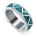 Turquoise Gemstone Inlay 6 MM Band Sterling Silver Navajo South Western Native American Style Band Ring