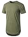 URBANCREWS Mens Hipster Hip Hop Melange Elong Crewneck T-Shirt ARMY XLARGE