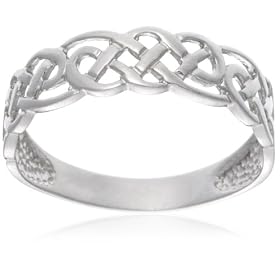 9ct White Gold AMR317708 Ladies Celtic Ring Size Q