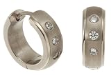 Titanium Cubic Zirconia Hinged Hoop Earrings