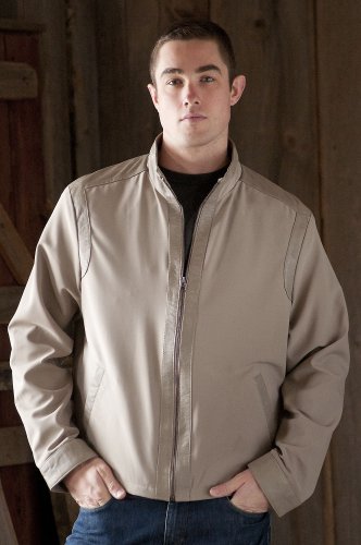 Mens Tyler Nylon Jacket Leather Trim
