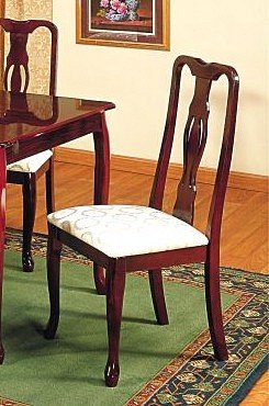 Set of 2 Queen Anne Style Cherry Finish Dining Chairs