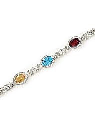 14kt Yellow Gold Oval Multi Color and Diamond Bracelet