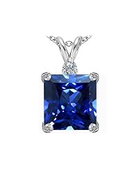 Original Star K (tm) Large 12mm Square Cut Created Sapphire Pendant in 925 Sterling Silver