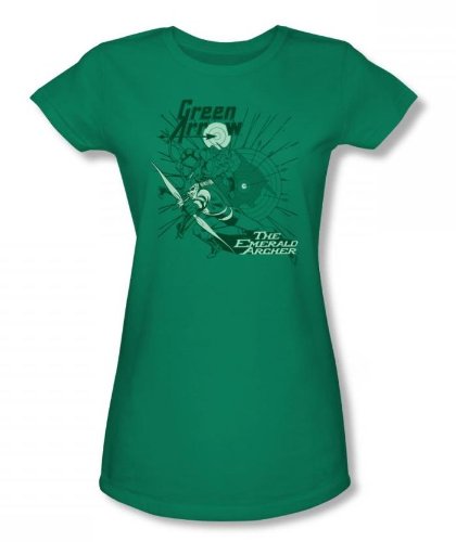  Green Arrow The Emerald Archer Juniors S/S T-shirt in Kelly Green by DC Comics