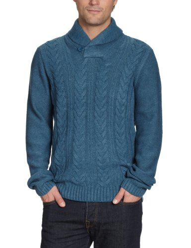 TOM TAILOR Denim Herren Pullover 30153170012/shawl collar cable, Gr. 44/46 (S), Blau (6160 Preisvergleich