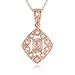 10k Rose Gold Morganite and Diamond Pendant Necklace, (0.08 cttw, G-H Color I2-I3 Clarity), 17