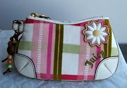 Juicy Couture Daisy Flower Plaid Terry Wristlet Case Bag for IPOD Pink Multi