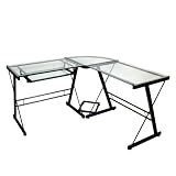 L-Shaped Computer Desk with X Design in Black Finish