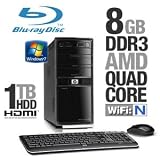 HP Pavilion Elite HPE-112y - Tower - 1 x Phenom II X4 925 / 2.8 GHz - RAM 8 GB - HDD 1 x 1 TB - DVD?RW (?R DL) / DVD-RAM - BD-ROM - Radeon HD 4350 - Gigabit Ethernet - WLAN : 802.11 a/b/g/n - Windows 7 Home Premium 64-bit - Monitor : none - remarketed