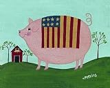 Americana Pig Art Print Poster By Donna Perkins, 10  x 8 
