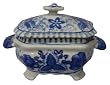 Small blue and white casserole with lid - porcelain, hand painted