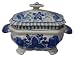 Small blue and white casserole with lid - porcelain, hand painted
