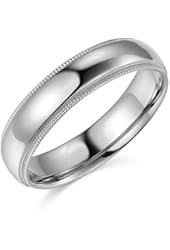 14k Yellow or White Gold 5mm COMFORT FIT Plain Milgrain Wedding Band