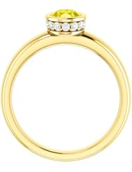 18K Yellow Gold 7.00x5.00mm Oval Cut Yellow Sapphire and Diamond Ring -- LIFETIME WARRANTY