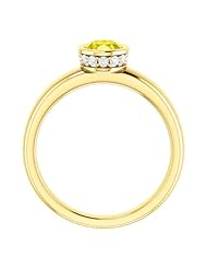 10K Yellow Gold 7.00x5.00mm Oval Cut Yellow Sapphire and Diamond Ring -- LIFETIME WARRANTY
