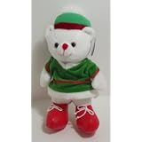 WhiteJingleBellMusicalHolidayTeddyBearElf