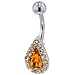 Orange Crystal Teardrop Dangle Belly Ring
