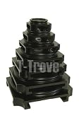 Asian Black Rustic Round Top Square Bottom Stands From 2 To 8 Inches