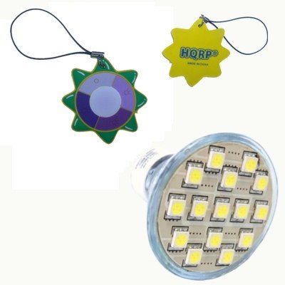 HQRP GU10 15 LEDs SMD5050 LED Bulb Warm White Glass housing Replacement for standard 25W GU10 halogen lamp plus HQRP UV Chain / UV Radiation Health Tester